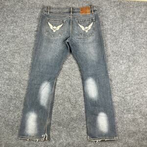 Songs of Freedom Jeans Mens Size 34 Blue Distressed Straight Leg Casual Denim